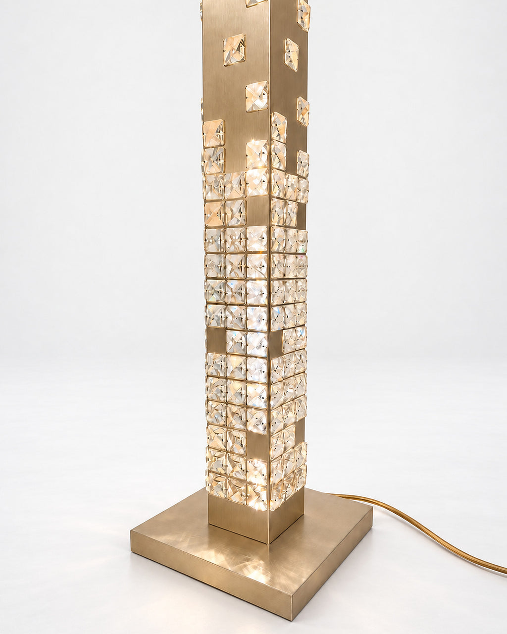 Champagne Gold Cascade Crystal Tower base and lower crystal detail