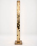 Cascade Crystal Tower Floor Lamp in Champagne Gold, illuminated front view