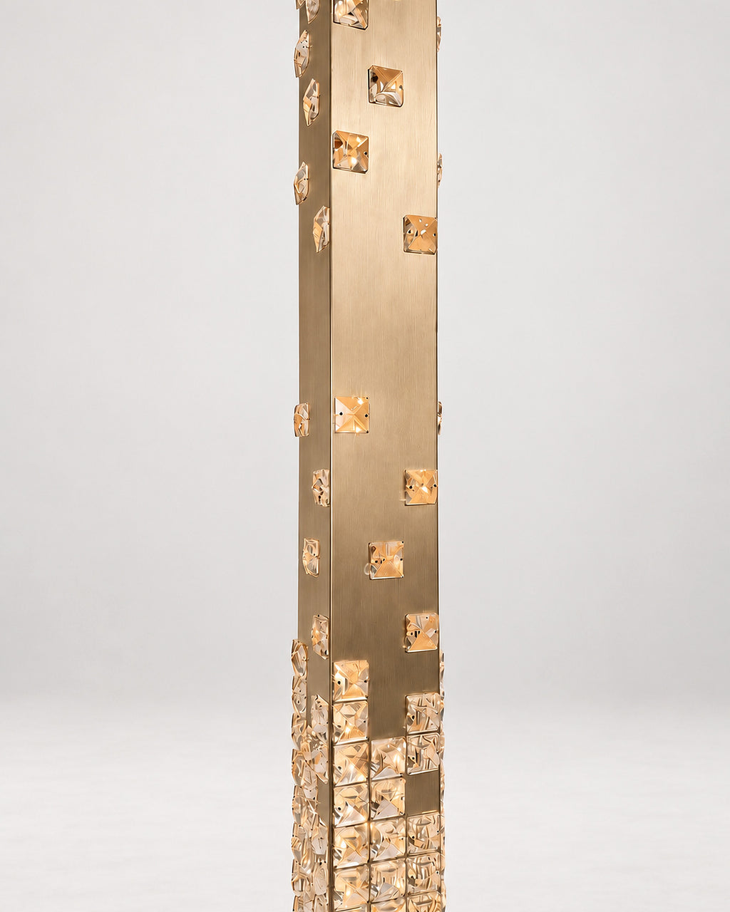 Champagne Gold Cascade Crystal Tower mid-column crystal detail