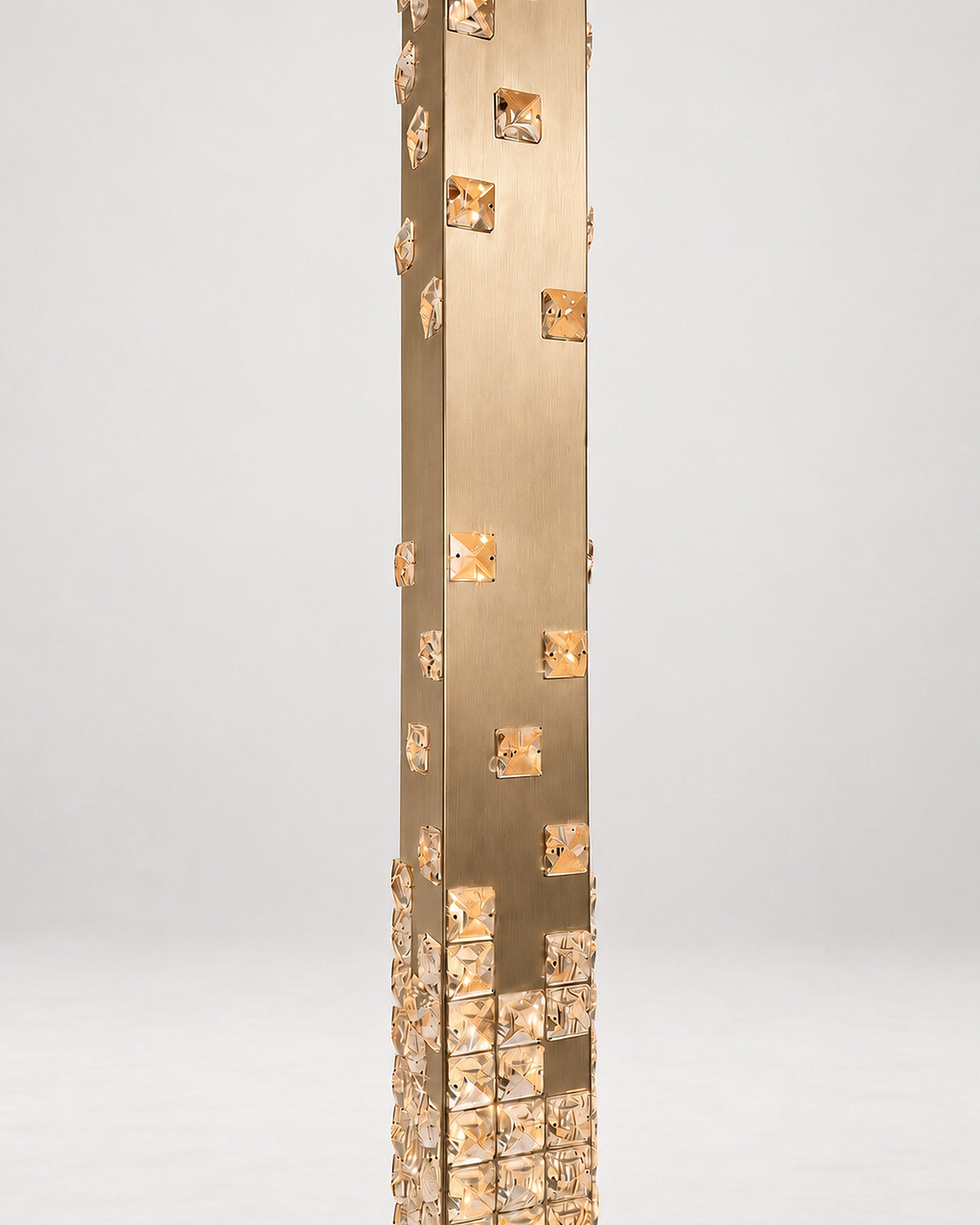 Champagne Gold Cascade Crystal Tower mid-column crystal detail
