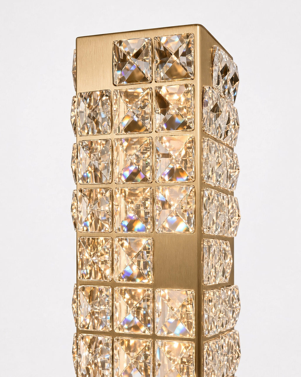 Champagne Gold Cascade Crystal Tower upper crystal detail